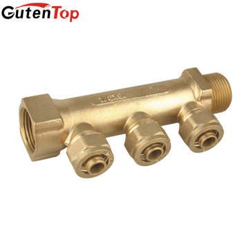 LB Guten top Aluminum handle Casting Brass 3 way Underfloor Heating Manifold 3/4" Water Knockout Drum